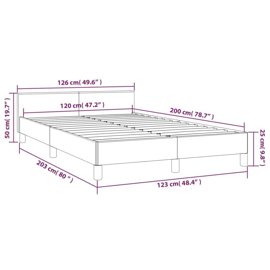 Sängynrunko sängynpäädyllä, vaaleanpunainen, 120x200cm, samettia hinta ja tiedot | Sängyt | hobbyhall.fi