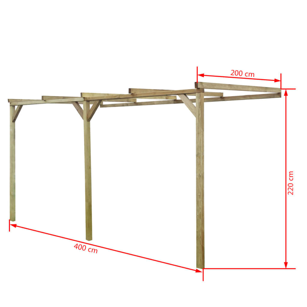 Puinen pergola ryömiville, 2 x 4 x 2,2 m hinta ja tiedot | Kukkatelineet ja kukkapöydät | hobbyhall.fi