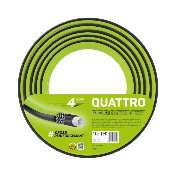 CELLFAST QUATTRO 3/4" puutarhaletku 15 m hinta ja tiedot | Puutarhaletkut, kastelukannut ja muut kastelutarvikkeet | hobbyhall.fi