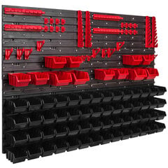 68 kpl. Laatikot, Seinähylly säilytysjärjestelmään 115x78 cm, Työkalutelineet, pinottava Drop-hylly, avoimet etusäilytysastiat, erityisen paksut seinäpaneelit, jatkettava hylly, työpajahylly, varastohylly, työpajan seinähylly, pistokehylly. hinta ja tiedot | Työkalupakit ja muu työkalujen säilytys | hobbyhall.fi