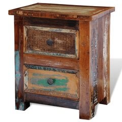 Kierrätetty puinen yöpöytä 2 laatikolla hinta ja tiedot | Olohuoneen kaapit ja lipastot | hobbyhall.fi