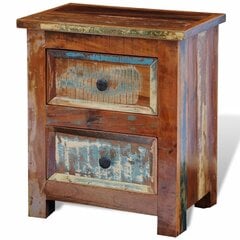 Kierrätetty puinen yöpöytä 2 laatikolla hinta ja tiedot | Olohuoneen kaapit ja lipastot | hobbyhall.fi