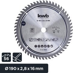 KWB -piiri Sow Blade 190 x 16 mm, erittäin hieno leikkaus, saha terät, jotka sopivat työtasoille, puulle ja päällystetyille paneeleille hinta ja tiedot | Puutarhatyökalujen tarvikkeet | hobbyhall.fi