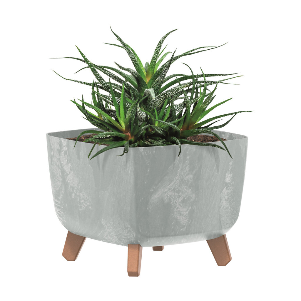 Neliönmuotoinen istutuskone istutusjaloilla 39x27cm harmaa muovinen betoninäkö hinta ja tiedot | Kukkaruukut | hobbyhall.fi