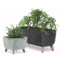 Neliönmuotoinen istutuskone istutusjaloilla 39x27cm harmaa muovinen betoninäkö hinta ja tiedot | Kukkaruukut | hobbyhall.fi