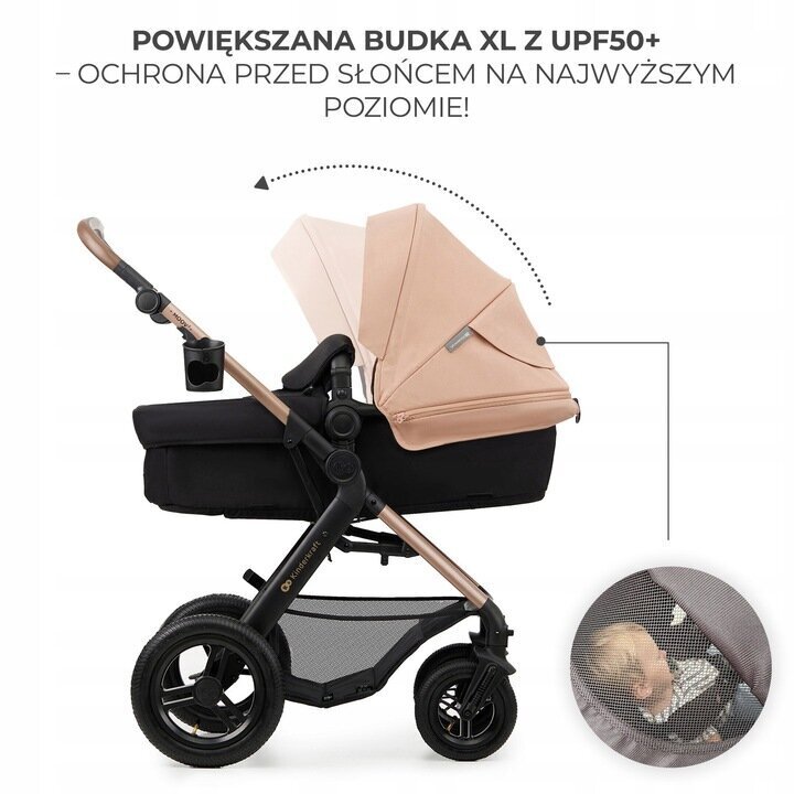 Universaali lastenvaunu Kinderkraft Moov 2 Air 3in1, Sand Beige hinta ja tiedot | Vaunut ja rattaat | hobbyhall.fi