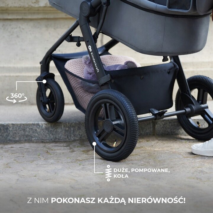 Universaali lastenvaunu Kinderkraft Moov 2 Air 3in1, Pure Black hinta ja tiedot | Vaunut ja rattaat | hobbyhall.fi