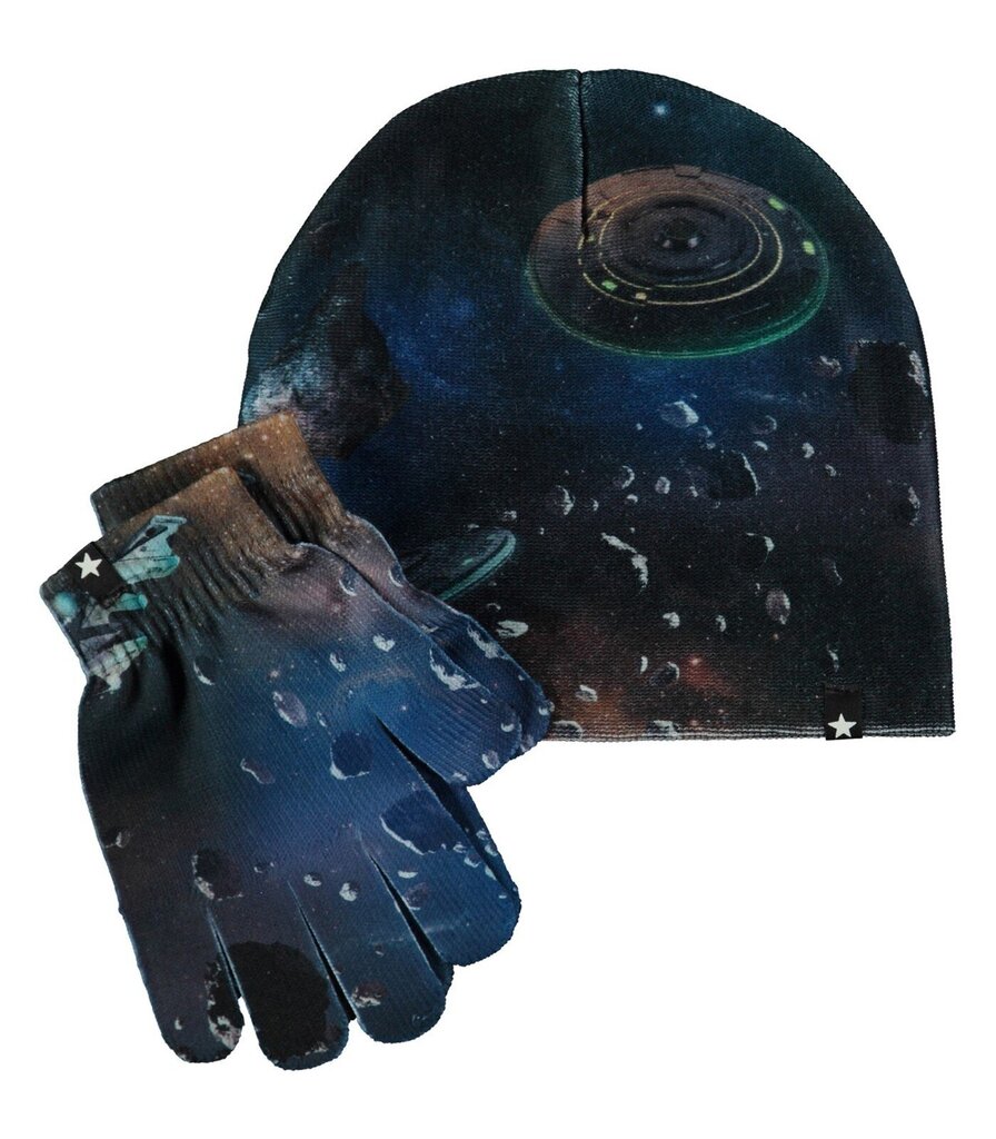 Molo lasten setti hattu + hanskat Kaya UFO 7W23S903*3367, laivastonsininen 5715084450607 hinta ja tiedot | Poikien hatut, huivit ja käsineet | hobbyhall.fi