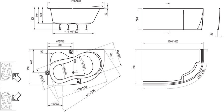 Kylpyamme Ravak Rosa 95, 160x95. hinta ja tiedot | Kylpyammeet | hobbyhall.fi