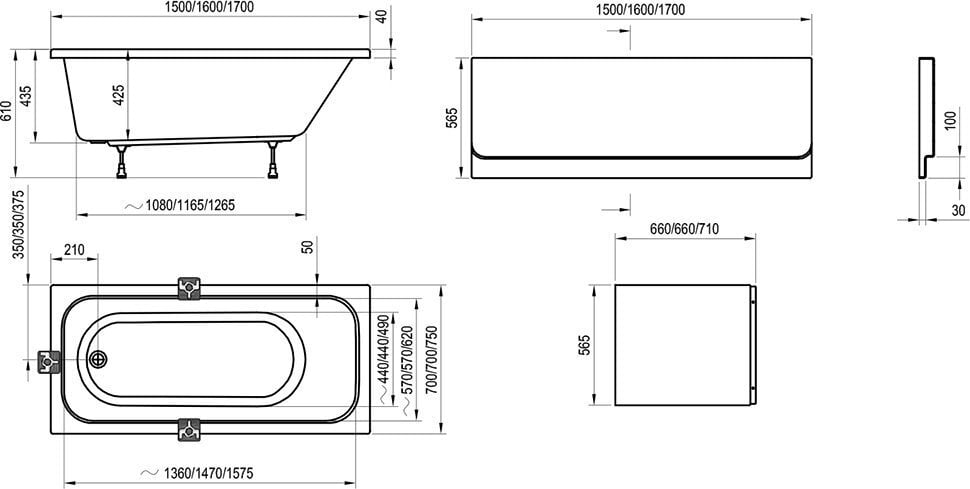 kylpyamme on Ravak, 170x75 hinta ja tiedot | Kylpyammeet | hobbyhall.fi