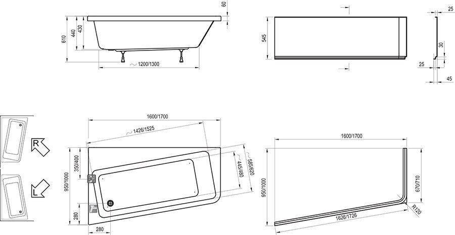 Kylpyamme Ravak, 160x95 hinta ja tiedot | Kylpyammeet | hobbyhall.fi