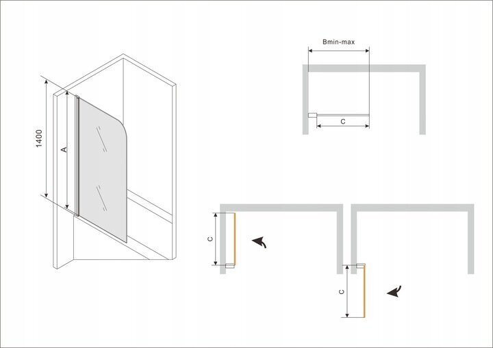 Akryylikylpy Mexen Vega pinnoitteella ja lasiseinällä, 160x70 cm hinta ja tiedot | Kylpyammeet | hobbyhall.fi