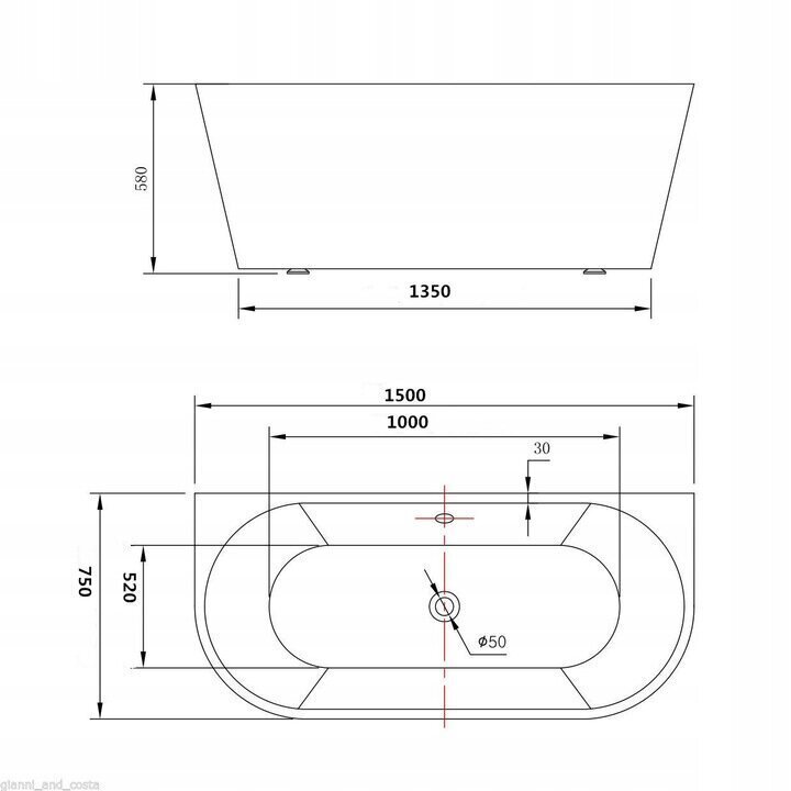 Akryylikylpy Mexen Oval, 150x75 cm hinta ja tiedot | Kylpyammeet | hobbyhall.fi