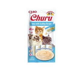 Churu Cat tonnikala kampasimpukka viljaton kissan herkku, 56 g x 4 hinta ja tiedot | Kissan herkut | hobbyhall.fi