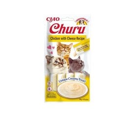 Churu Cat Chicken Cheese -viljaton kissanherkku, 56g x 4 hinta ja tiedot | Kissan herkut | hobbyhall.fi