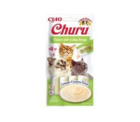 Churu Cat Chicken Scallop viljaton kissaherkku, 56g x 4 hinta ja tiedot | Kissan herkut | hobbyhall.fi