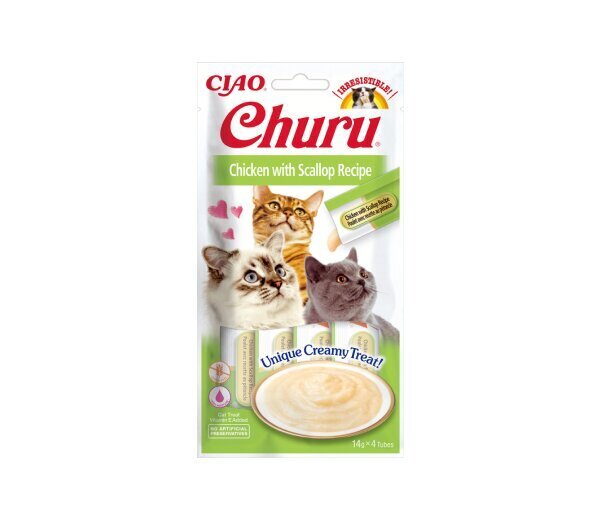 Churu Cat Chicken Scallop viljaton kissaherkku, 56g x 4 hinta ja tiedot | Kissan herkut | hobbyhall.fi