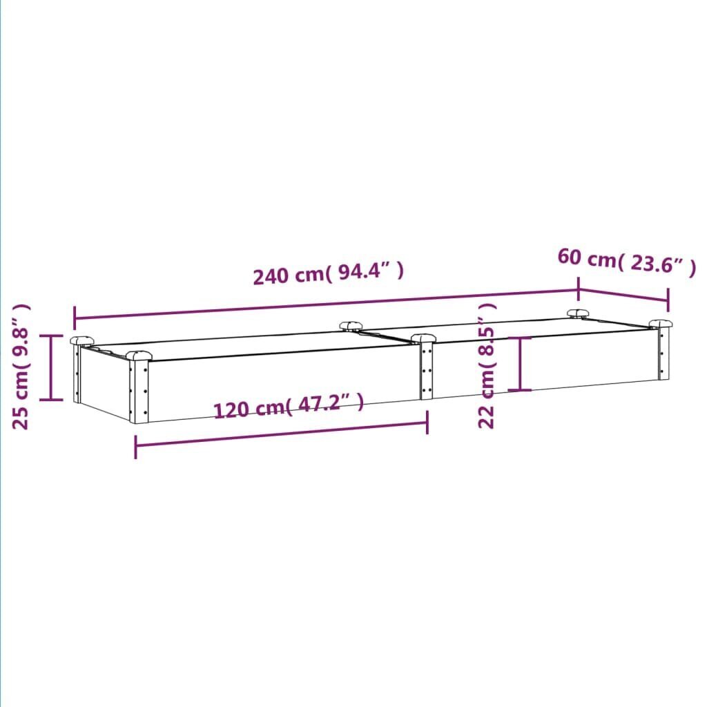 Kouru vidaXL, 240x60x25 cm hinta ja tiedot | Kukkalaatikot | hobbyhall.fi