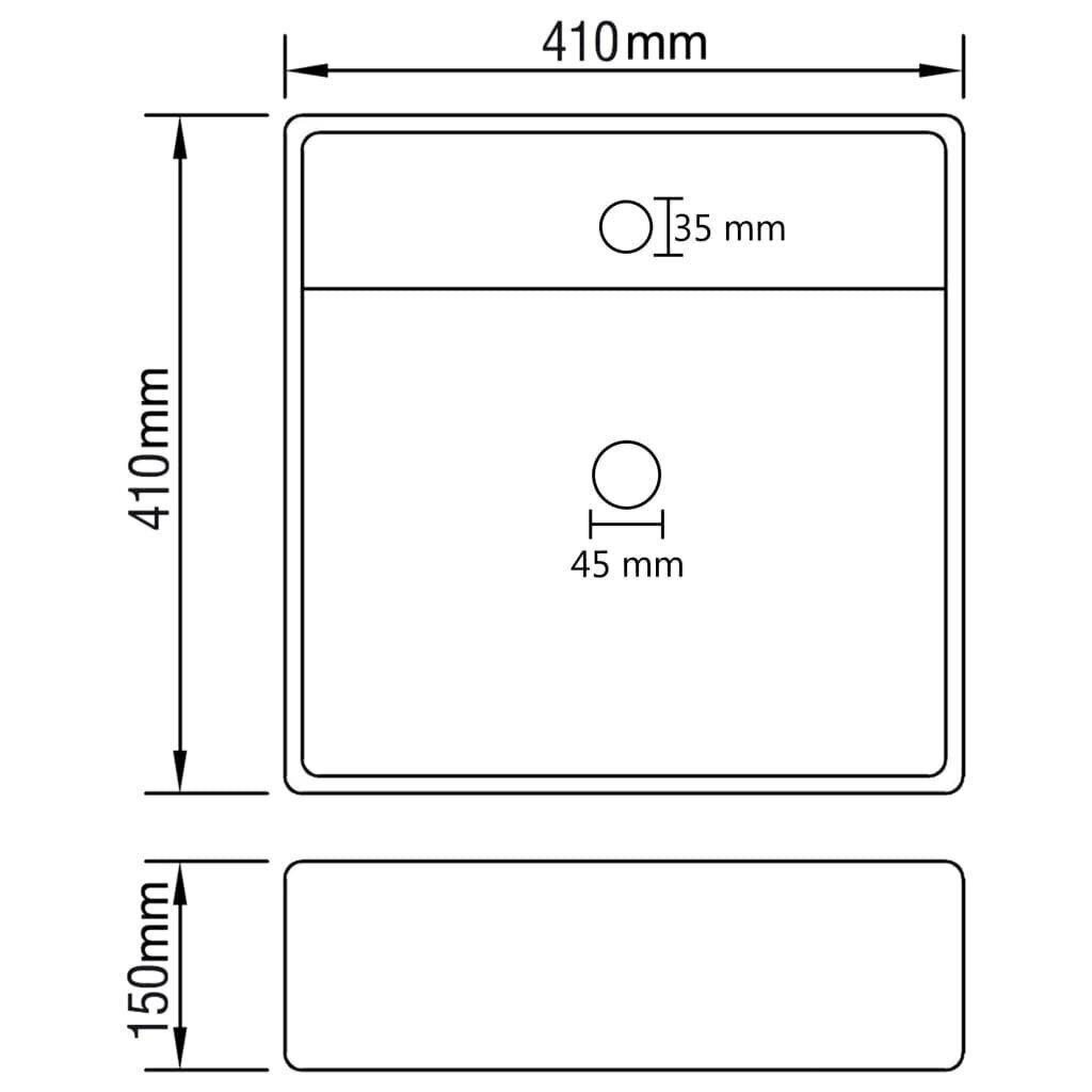 vidaXL Ylellinen pesuallas ylivuotoaukolla neliö valk. 41x41 cm keraami hinta ja tiedot | Pesualtaat | hobbyhall.fi