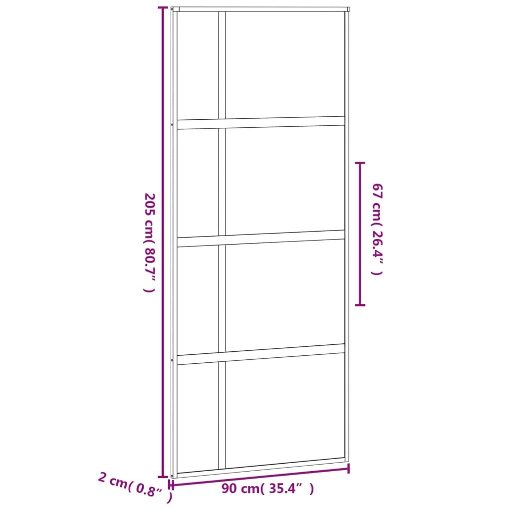 Liukuovi musta 90x205cm karkaistu lasi/alumiini 155229 hinta ja tiedot | Sisäovet | hobbyhall.fi