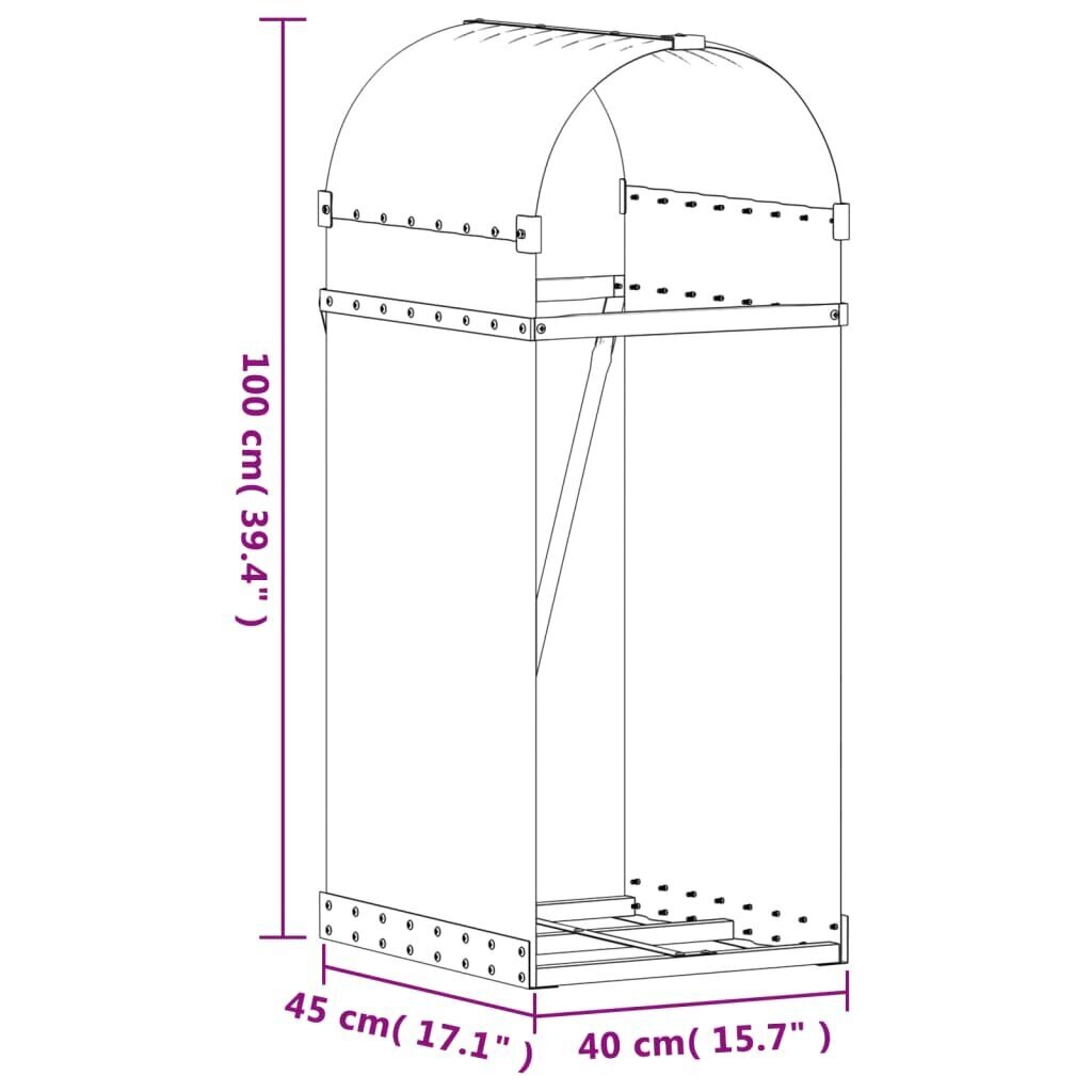 Polttopuuteline vidaXL, 40x45x100 cm, harmaa hinta ja tiedot | Piharakennukset | hobbyhall.fi