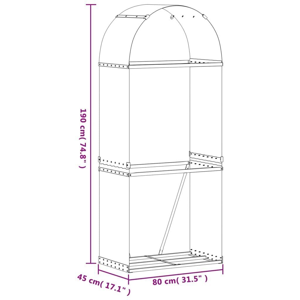 Polttopuuteline vidaXL, 80x45x190 cm, ruskea hinta ja tiedot | Piharakennukset | hobbyhall.fi