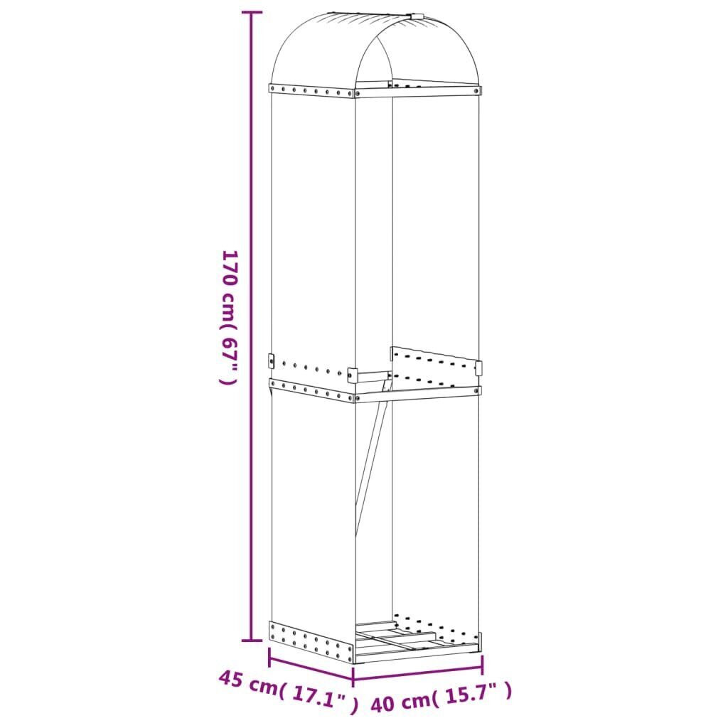 Polttopuuteline VidaXl, 40x45x170 cm, vihreä hinta ja tiedot | Piharakennukset | hobbyhall.fi