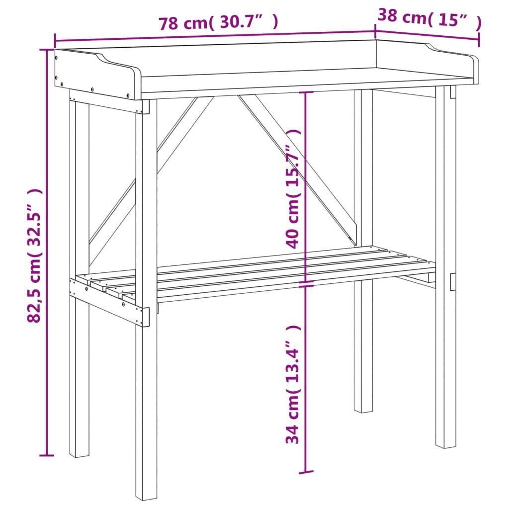 Kukkateline vidaXL 78x38x82,5 cm hinta ja tiedot | Kukkatelineet ja kukkapöydät | hobbyhall.fi