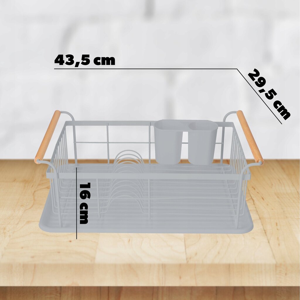 Astiankuivausteline, ruokailuvälineet, metallinen viemäri, 44 cm hinta ja tiedot | Keittiövälineet | hobbyhall.fi