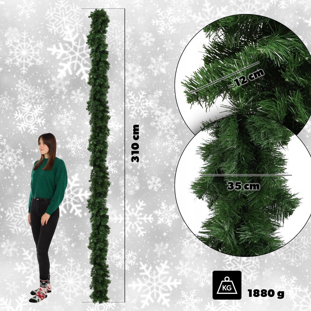 Joulukuusi Garland 300 cm Christmas Dense Premium hinta ja tiedot | Joulukoristeet | hobbyhall.fi