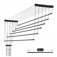 Kattokuivausrumpu, 6 baaria, kylpyhuoneen parveke, 150 cm hinta ja tiedot | Kuivaustelineet ja tarvikkeet | hobbyhall.fi