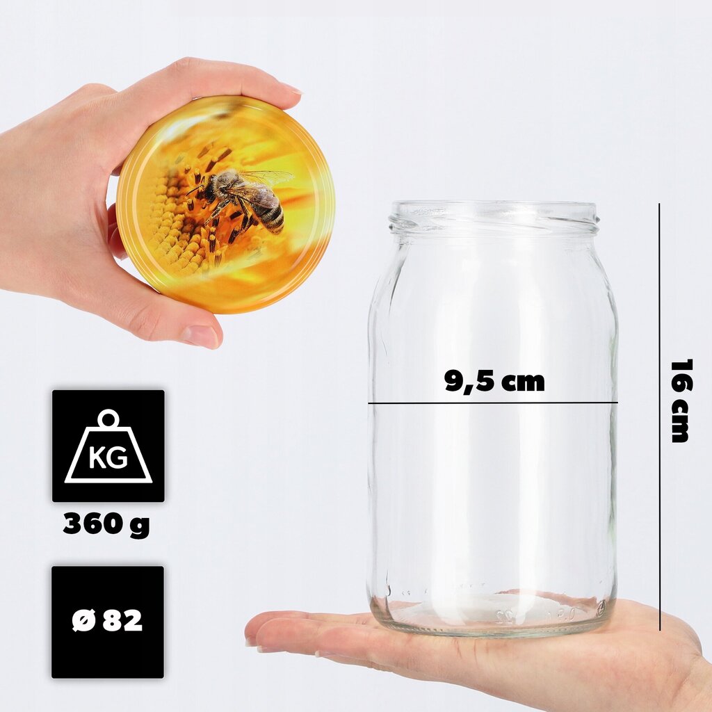 Säilöntäpurkit 900ml Lasipurkki Hunajahillo 24 kpl + Korkit Fi82 hinta ja tiedot | Säilöntä | hobbyhall.fi