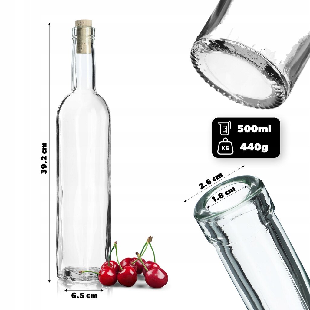 500 ml tinktuurapullo tulpalla, Juice Fi19 hinta ja tiedot | Säilöntä | hobbyhall.fi