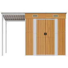 vidaXL Puutarhavaja lisäkatolla vaaleanruskea 277x110,5x181 cm teräs hinta ja tiedot | Piharakennukset | hobbyhall.fi