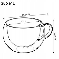 Double Wall Cup Lasi 280ml 6kpl hinta ja tiedot | Lasit, mukit ja kannut | hobbyhall.fi