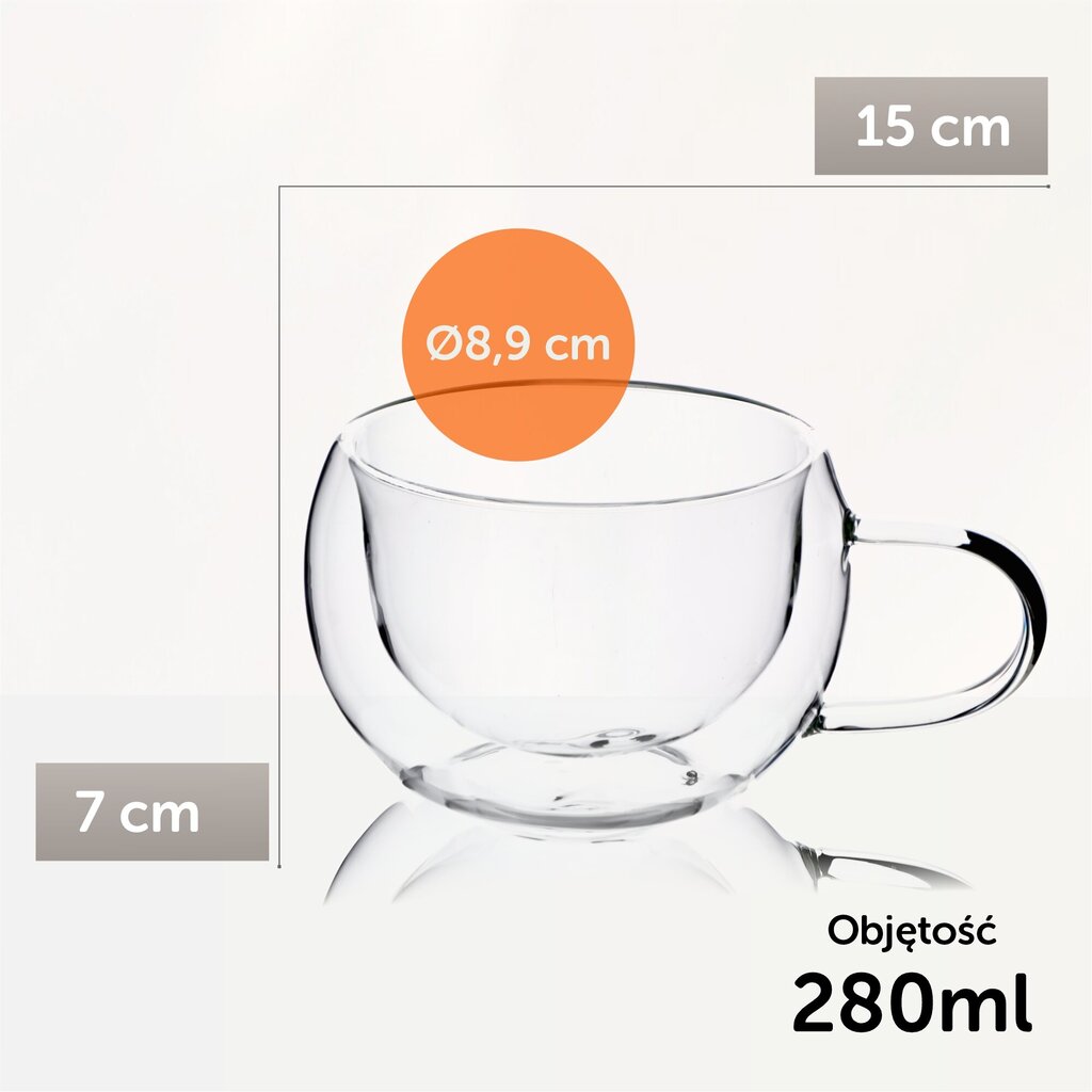 Double Wall Cup Lasi 280ml 6kpl hinta ja tiedot | Lasit, mukit ja kannut | hobbyhall.fi