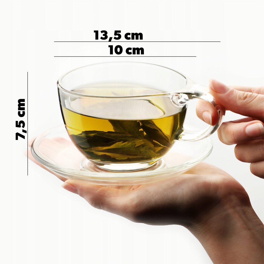 Kahvi-teekuppi lautasella 250ml 4 kpl. hinta ja tiedot | Lasit, mukit ja kannut | hobbyhall.fi