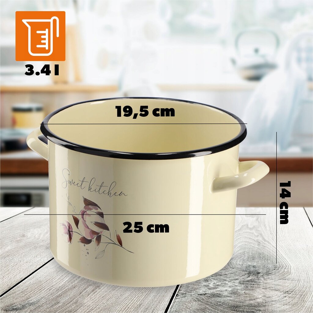 Emaloitu kattila 3,4L induktiokaasu 18cm hinta ja tiedot | Kattilat ja painekattilat | hobbyhall.fi