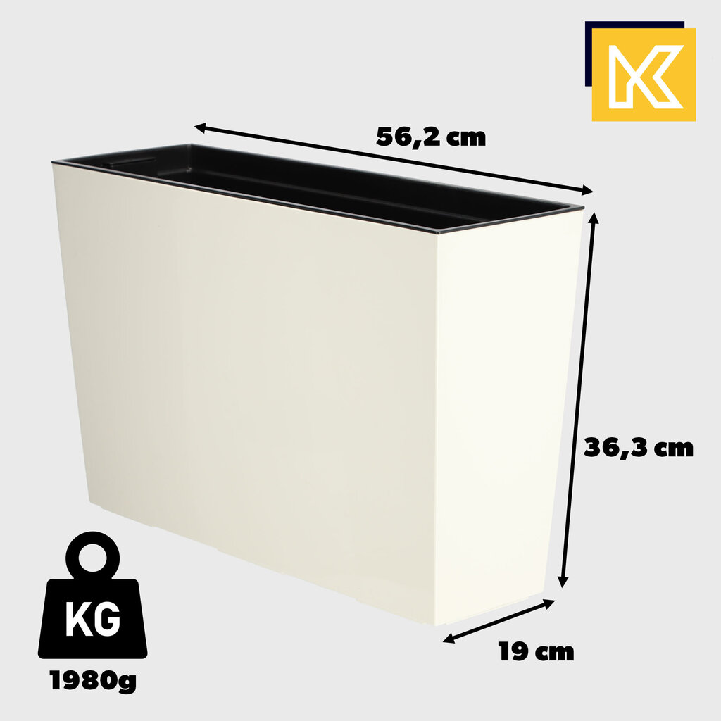 Kukkaruukku Kukkaruukku sisäkkeellä Kukkajalusta Cream 19x56cm hinta ja tiedot | Kukkatelineet ja kukkapöydät | hobbyhall.fi