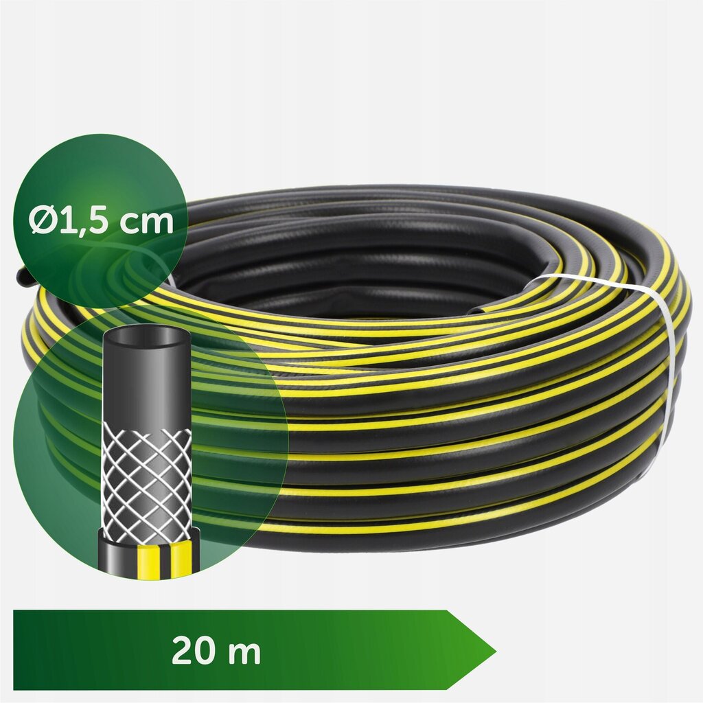 Puutarhaletku 20 m 1/2" 3-kerroksinen PVC hinta ja tiedot | Puutarhaletkut, kastelukannut ja muut kastelutarvikkeet | hobbyhall.fi