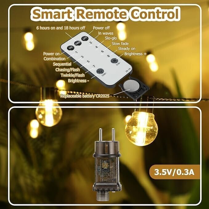 Puutarhavalosarjan valoketju 0+2LED lampulla, 13,5 m, IP44 hinta ja tiedot | Puutarha- ja ulkovalot | hobbyhall.fi