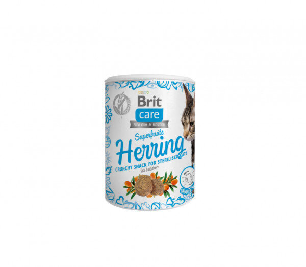 Brit Care Cat Superfruits Herring viljaton herkku kissoille, 100 g x 4 hinta ja tiedot | Kissan herkut | hobbyhall.fi