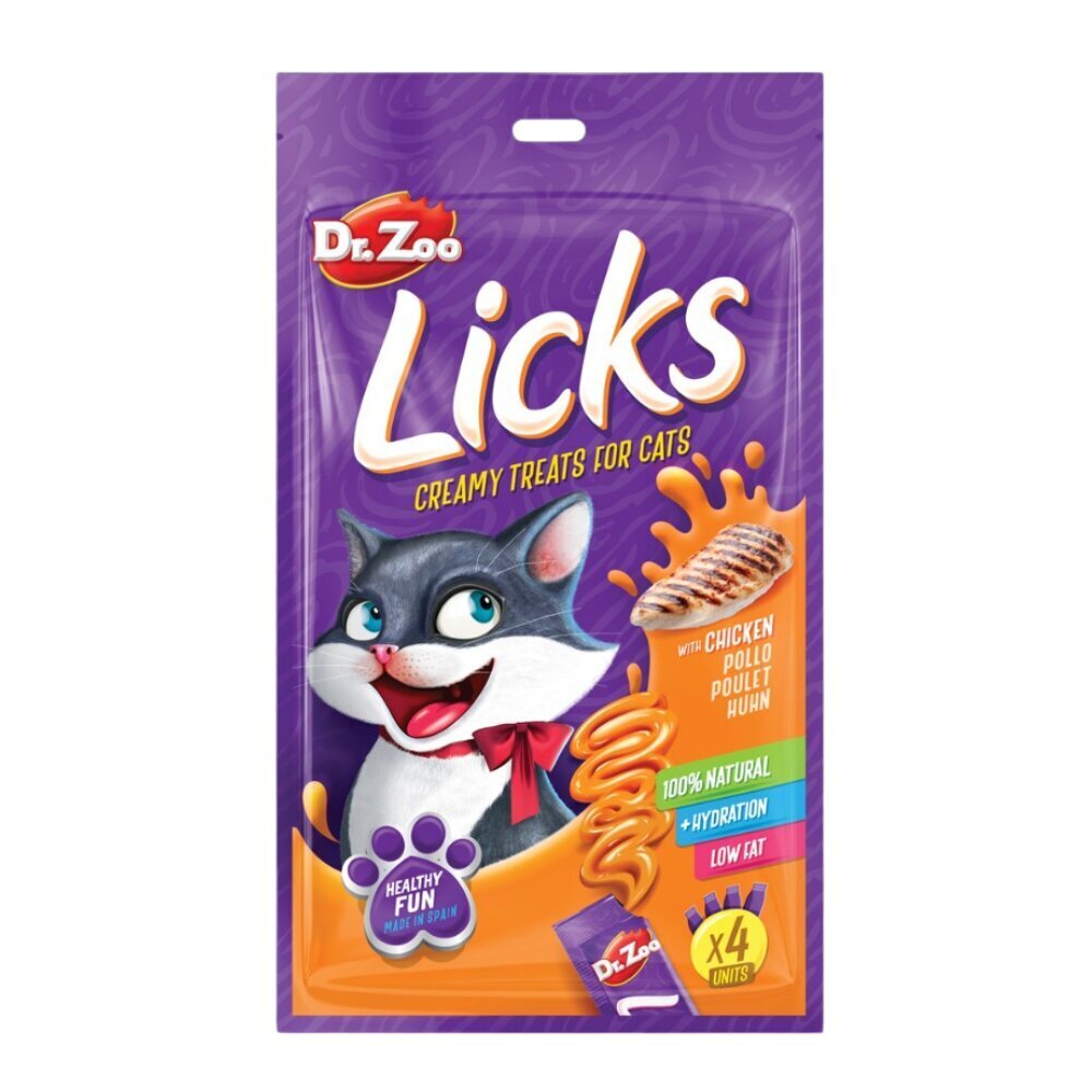 Dr. Zoo Licks kanaherkku kissoille, 4 x 15 g x 6 kpl. hinta ja tiedot | Kissan herkut | hobbyhall.fi