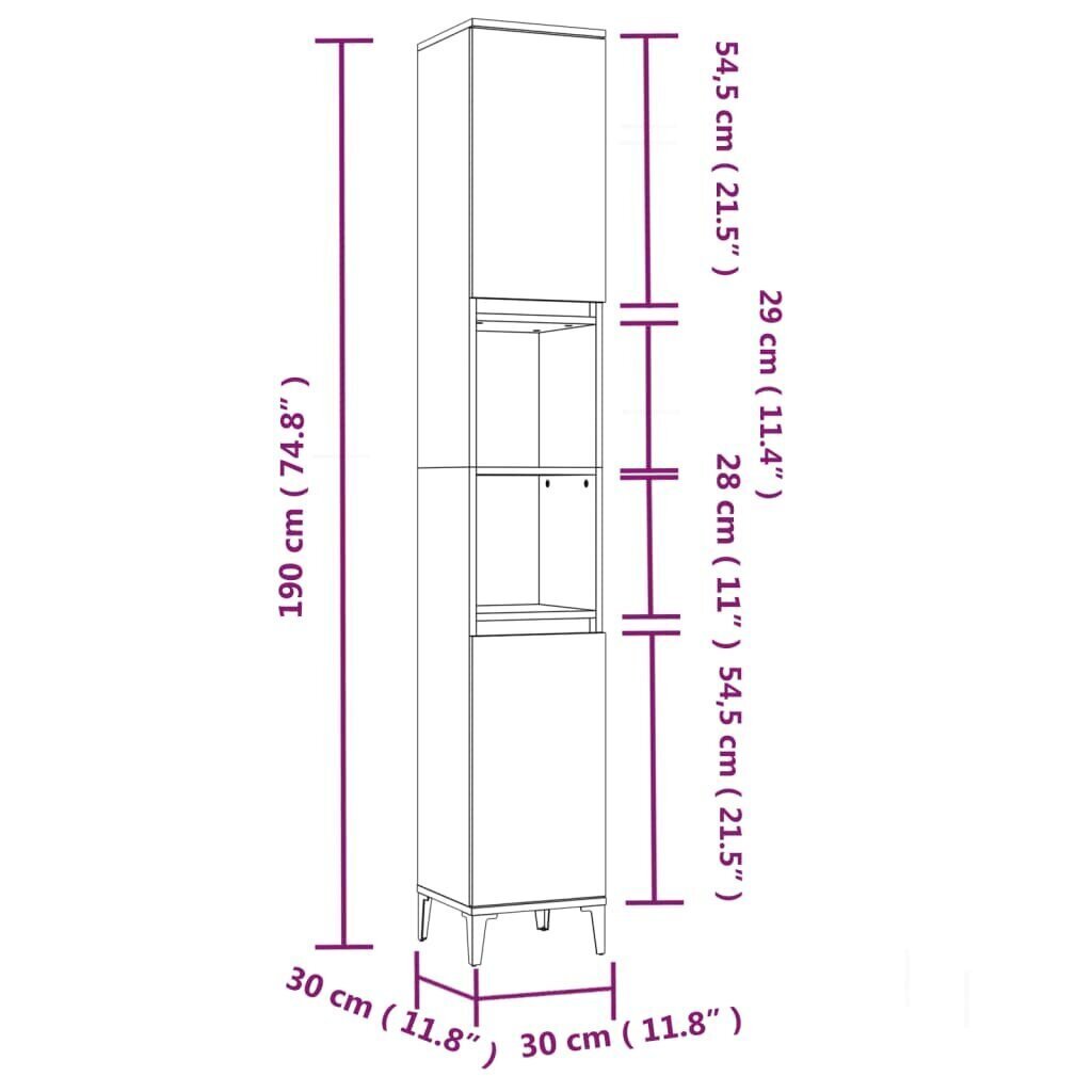 vidaXL 3-osainen Kylpyhuoneen kalustesarja harmaa Sonoma tekninen puu hinta ja tiedot | Kylpyhuonekalusteet | hobbyhall.fi