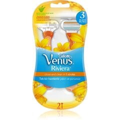 Vienkartiniai skustuvai moterims Gillette Venus Riviera, 2 vnt. hinta ja tiedot | Parranajo ja karvanpoisto | hobbyhall.fi