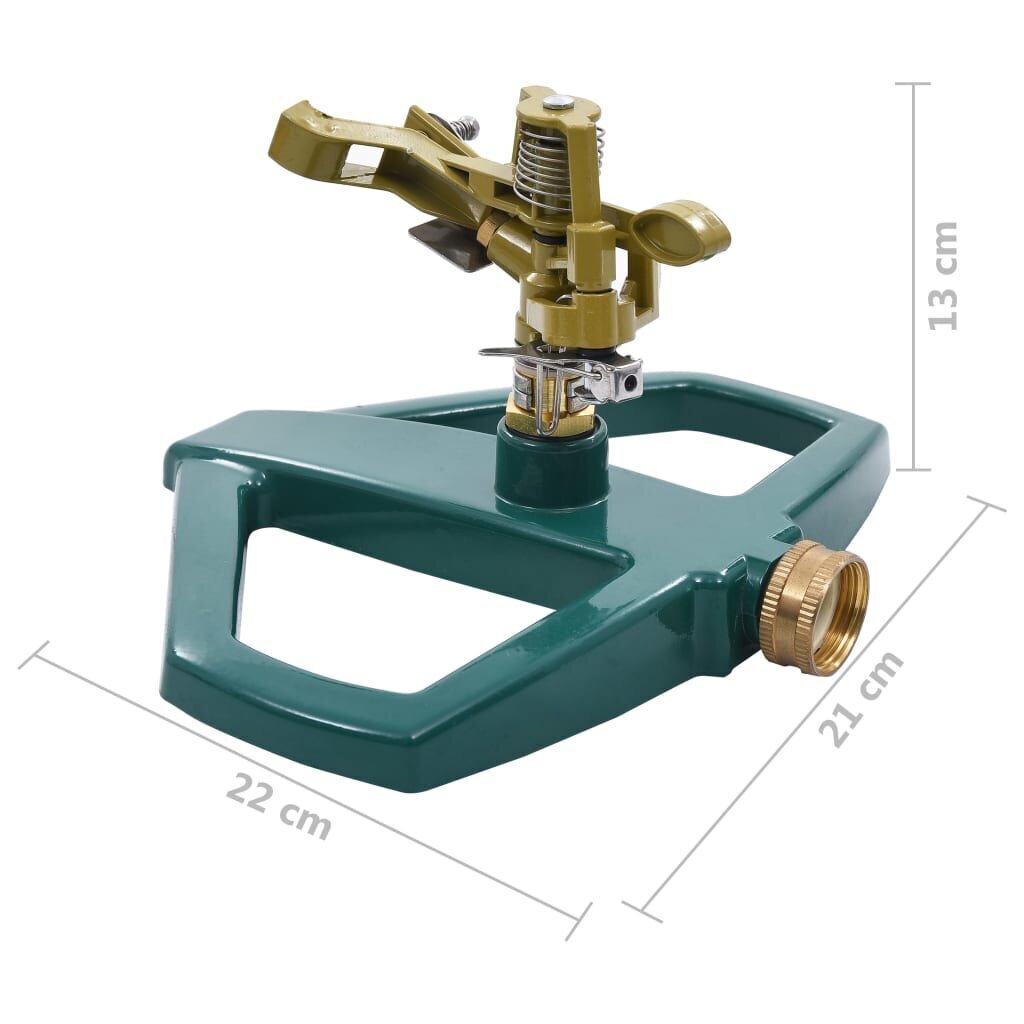 Pyörivä sprinkleri, vihreä, 21x22x13 cm, metallia hinta ja tiedot | Puutarhaletkut, kastelukannut ja muut kastelutarvikkeet | hobbyhall.fi