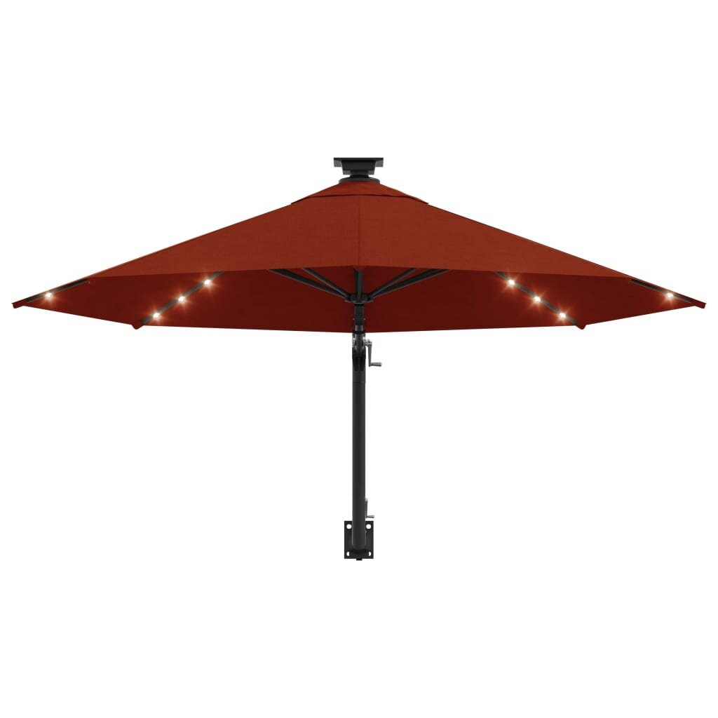 Seinälle kiinnitettävä sateenvarjo LED/tankolla, 300 cm, ruskea hinta ja tiedot | Aurinkovarjot ja markiisit | hobbyhall.fi