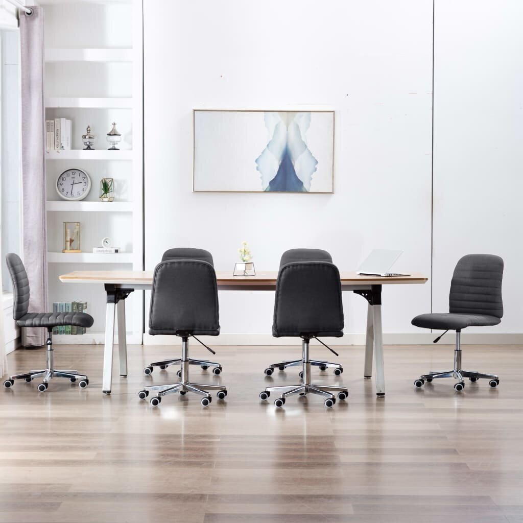 Ruokailuhuoneen tuolit, 6 kpl, tummanharmaa, kangas (3x283600) hinta ja tiedot | Ruokapöydän tuolit | hobbyhall.fi