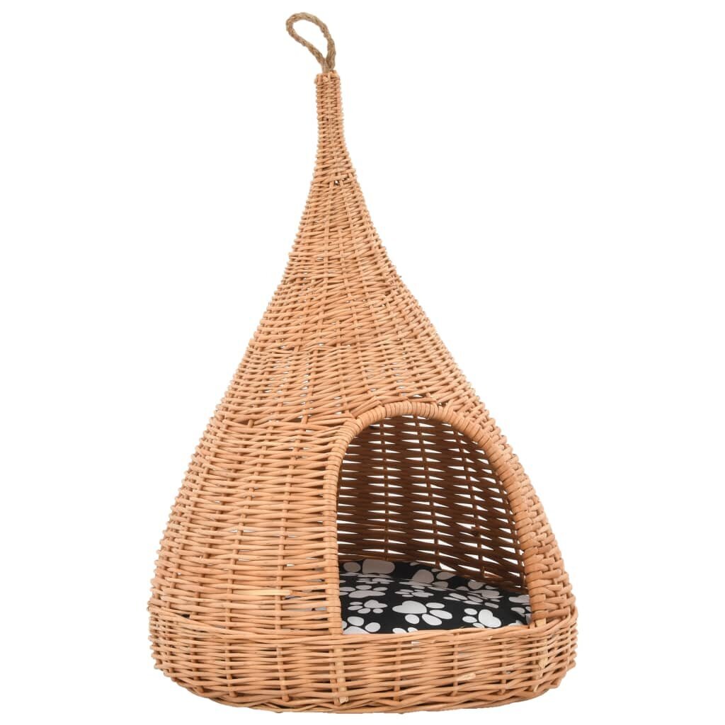 Talo kissoille tyynyllä, 40x60cm, luonnonpaju, tipi hinta ja tiedot | Pedit ja pesät | hobbyhall.fi