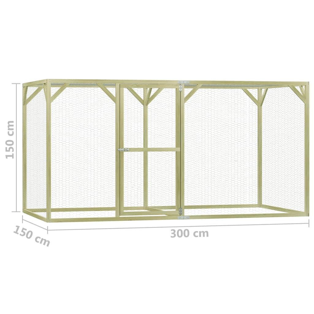 Häkki kanoille, 1,5x3x1,5m, kyllästetty mänty hinta ja tiedot | Lintulaudat ja lintuhäkit | hobbyhall.fi